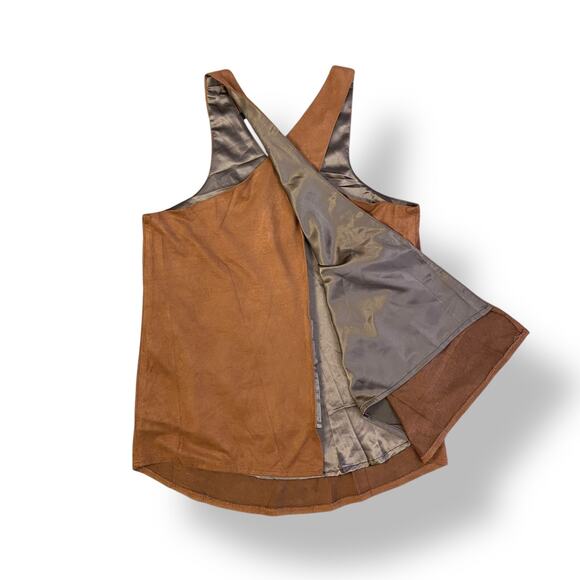 Olivaceous Faux Suede V-Neck Blouse Womens Size S‎ Brown Boho - Picture 5 of 8